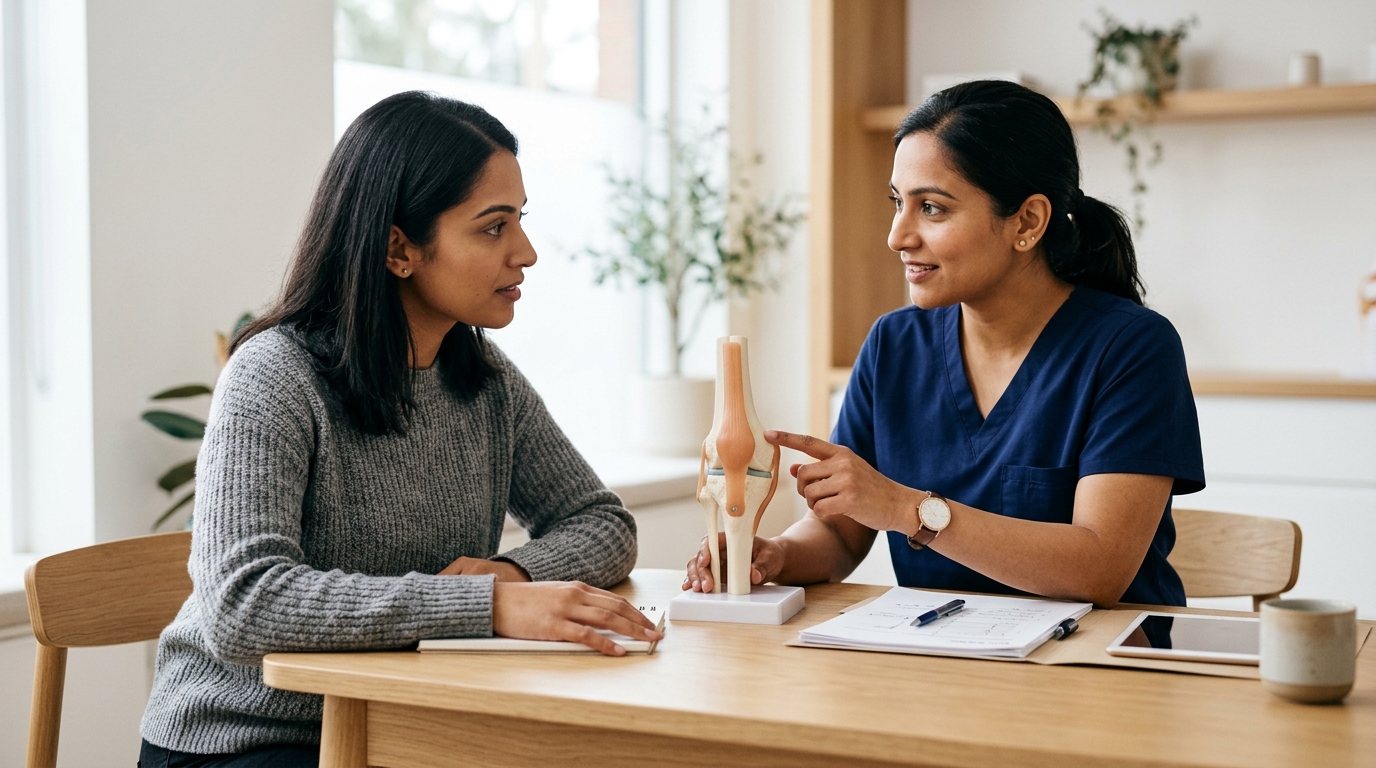 Physiotherapist having a consultation with a patient