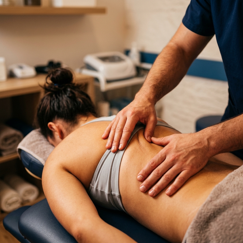 Modern physiotherapy clinic equipment and treatment area